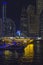 DUBAI, UAE - March 8th 2019: Dubai Marina skyscrapers, port with luxury yachts and Marina promenade, Dubai, United Arab Emirates