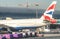 DUBAI, UAE - NOVEMBER 23, 2015: British Airways airplane at Dubai aiirport. British Airways is a major worldwide airline company