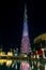 DUBAI, UAE - NOVEMBER 8, 2016: Burj Khalifa skyscraper is tallest in the world. Color projection on a building skyscraper.