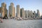 DUBAI, UAE - OCTOBER 06, 2020 The beach at Jumeirah Beach Residence JBR has been extended to include a larger sand beach and 300