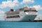 Dubai, United Arab Emirates - April 4, 2023: Cruise ship MSC Opera. Cruise Line MSC, cruise ship MSC Opera sails from port Sir