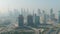 DUBAI, UNITED ARAB EMIRATES - DECEMBER 26, 2019. Aerial view of Dubai Downtown skyline on a hazy day