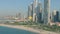 DUBAI, UNITED ARAB EMIRATES - DECEMBER 26, 2019. Aerial view of SeaWake parasailing against waterfront skyscrapers and