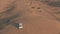 DUBAI, UNITED ARAB EMIRATES - JANUARY 4, 2020. Aerial tracking shot of a Toyota Sequoia full-sized SUV driving along