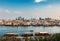 Dubai, United Arab Emirates - June 4, 2019: Dubai modern skyline view from the creek in Deira in United Arab Emirates