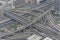 DUBAI, UNITED ARAB EMIRATES - OCTOBER, 2018: Amazing view of the junction roads from above. Traffic on the highway