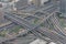 DUBAI, UNITED ARAB EMIRATES - OCTOBER, 2018: Amazing view of the junction roads from above. Traffic on the highway