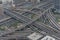 DUBAI, UNITED ARAB EMIRATES - OCTOBER, 2018: Amazing view of the junction roads from above. Traffic on the highway