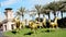 DUBAI, UNITED ARAB EMIRATES, UAE - NOVEMBER 20, 2017: luxury 5 stars Hotel JUMEIRAH Al Qasr Madinat, sculptures of gold