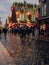 Dublin city, Ireland - 12.11.2021: Amazing Temple bar illuminated and decorated for Christmas. Night scene. Town iconic landmark