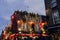 Dublin city, Ireland - 12.11.2021: Amazing Temple bar illuminated and decorated for Christmas. Night scene. Town iconic landmark