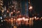 DUBLIN, IRELAND, DECEMBER 21, 2018: Beautiful bokeh of candles illuminating the interior of John`s Lane Church