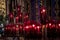 DUBLIN, IRELAND, DECEMBER 21, 2018: Beautiful bokeh of candles illuminating the interior of John& x27;s Lane Church