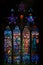 DUBLIN, IRELAND, DECEMBER 21, 2018: Magnificent stained glass from Church of St. Augustine and St. John, commonly known as John`s