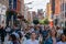 Dublin,Ireland - JULY 29, 2019: People Walking on Dublin City center crowded streets.