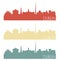 Dublin Ireland Skyline Silhouette City Famous Vector Vintage Color Set Design logo Clip Art.