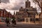 Dublin, Ireland â€“ March 2019. Policeman on crowd control horses near to Christ Church Cathedral in Dublin, Ireland