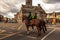 Dublin, Ireland â€“ March 2019. Policeman on crowd control horses near to Christ Church Cathedral in Dublin, Ireland