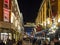 Dublin night street in festive decorations for the holiday of Christmas