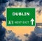 DUBLIN road sign against clear blue sky