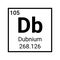 Dubnium chemical element sign. Dubnium atom element sign