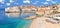Dubrovnik. Banje beach and historic walls of Dubrovnik panoramic view