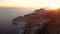 Dubrovnik city sunset aerial shot