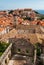 Dubrovnik city view with tower and riuned house