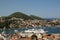 Dubrovnik, Croatia - 08 24 2016: View of the Dubrovnik coast Mount Babin Kuk, with a ship in the harbor.