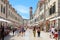 DUBROVNIK, CROATIA - JULY 12, 2019: tourists walking in Stradun main street in Dubrovnik, Croatia