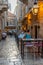 Dubrovnik, Croatia, July 26, 2020: Nightlife at a narrow street