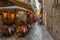 Dubrovnik, Croatia, July 26, 2020: Nightlife at a narrow street