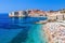 Dubrovnik, Croatia. Panoramic view of the Old Town and Banje beach.