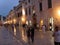 Dubrovnik old town at night main street with stone pavement