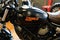 Ducati Scrambler brand text detail motorcycle sign logo on Italian motorbike fuel tank