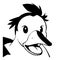 Duck . Black and white line art. Logo design for use in graphics.