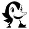 Duck . Black and white line art. Logo design for use in graphics.