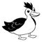 Duck . Black and white line art. Logo design for use in graphics.