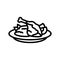 duck confit french cuisine line icon vector illustration