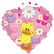 Duck with hearts and flower