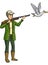 Duck Hunter Cartoon Colored Clipart Illustration