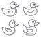 Duck icons set, outline style