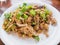 Duck mince with spicy taste, Thai food Larb ped