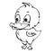 Duck outline cartoon colouring page