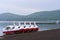 Duck Pedal boats at Lake Kawaguchiko Mount Fuji is a popular recreational site for boating