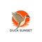 Duck pintail sunset logo vector design illustratin