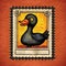 Duck Postage Stamp With Belgian Strong Dark Ale Illustration