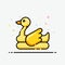Duck rubber ring icon in filled outline style for decorated in summer poster and social media banner. Yellow duck swim