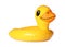 Duck shaped inflatable ring isolated. Beach accessory