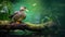 Duck Sitting On Log In Green Vegetation - Uhd Image